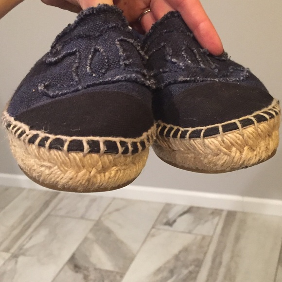 Chanel Cap Toe Espadrilles Blue/Black Bleu/Noir Sz. 38 - Picture 7 of 8