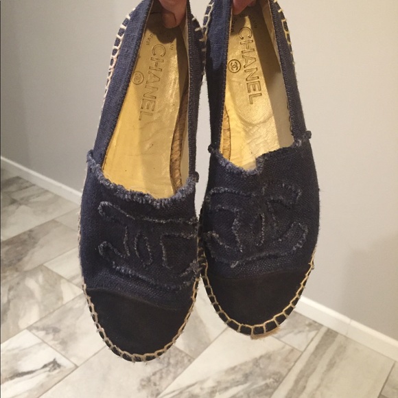 Chanel Cap Toe Espadrilles Blue/Black Bleu/Noir Sz. 38 - Picture 8 of 8