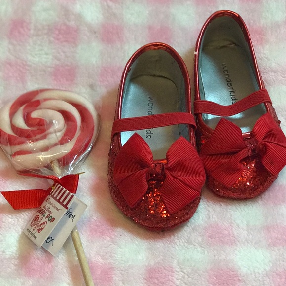 EUC girls red glitter shoes