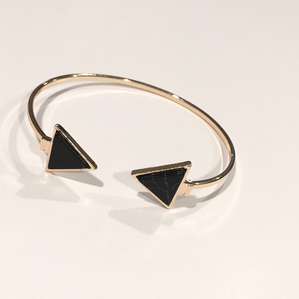 Minimalist Black Marble Triangle Bracelet Cuff