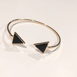 Minimalist Black Marble Triangle Bracelet Cuff