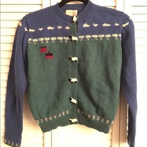 Wool sweater, sheep/farm, size small