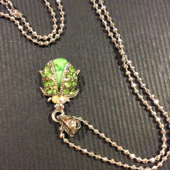 Sparkling Rhinestone Beetle Charm And Necklace View 2