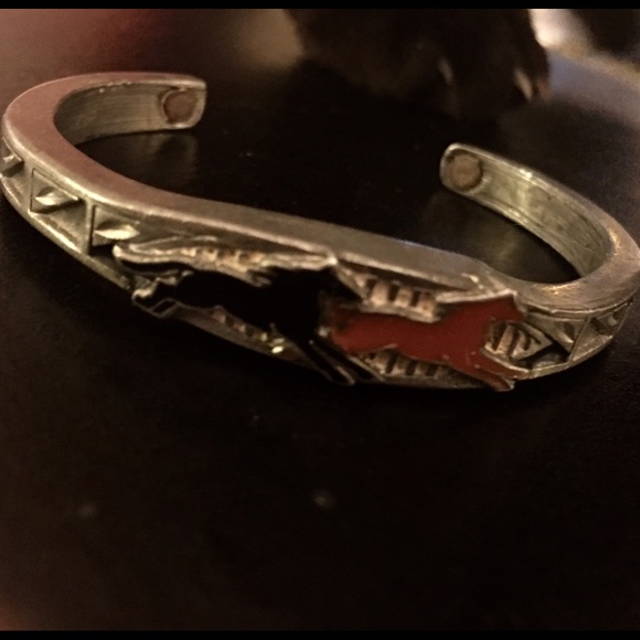 Vintage silver bracelet / with enamel