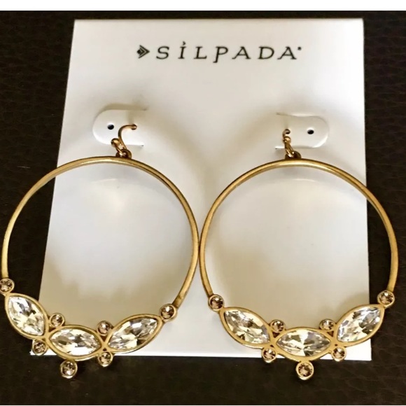 Silpada Jewelry - Silpada Swarovski Crystal Brass Hoop Earrings