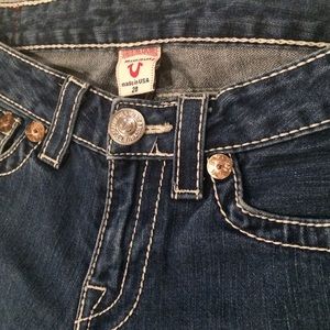 True Religion rich blue white stitched jeans 28
