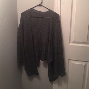 Large knit gray sweater.