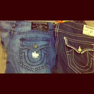 Two pairs of True Religion jeans. Denim & Black