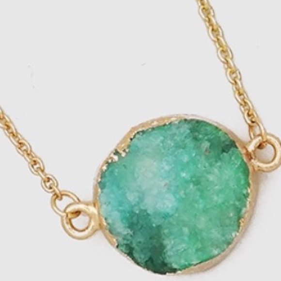 Green Round Druzy Necklace