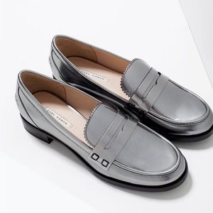 Zara Silver Moccasins