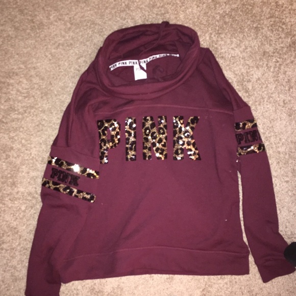 PINK Sequin Sweatshirt (Maroon)