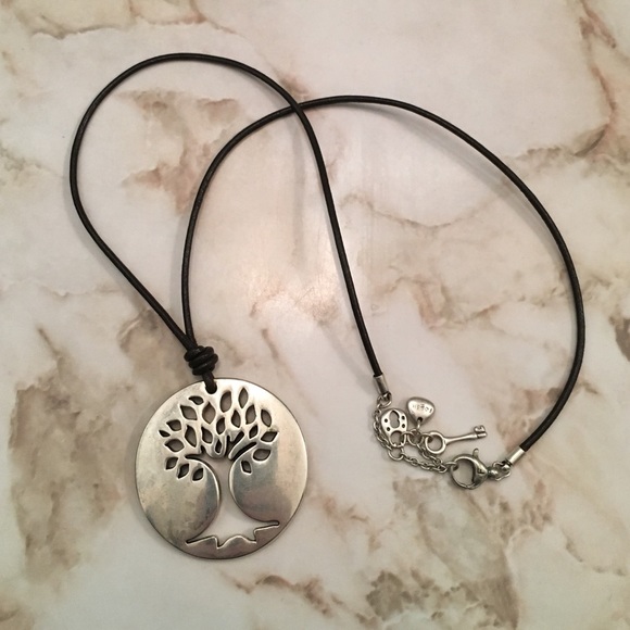 Tree Pendant Fossil Necklace Hippie