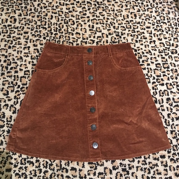Brandy Melville Button Up Corduroy Mini Skirt