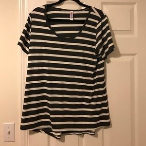 LulaRoe Classic Tee - dark grey & white stripes!