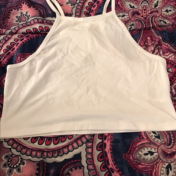 White halter crop top