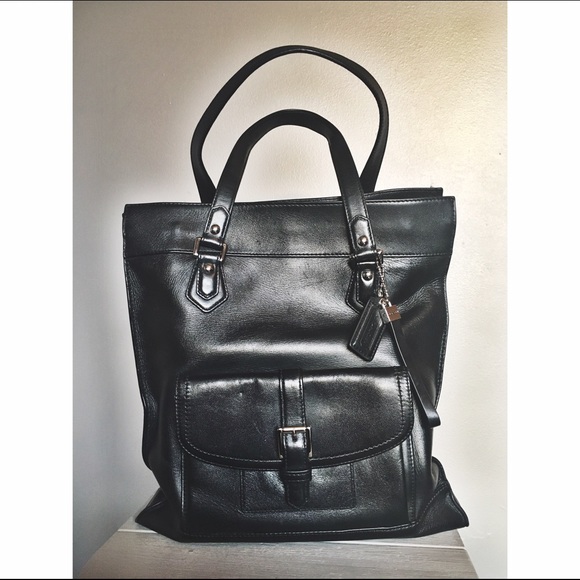 Black Leather Authentic Coach Charley Bag