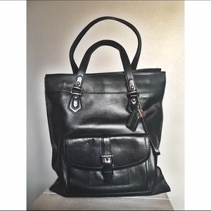 Black Leather Authentic Coach Charley Bag