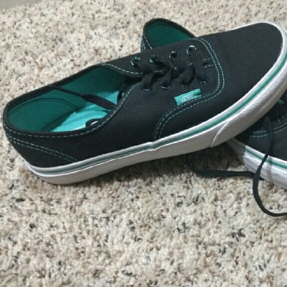 Vans Authentic black with teal stitching