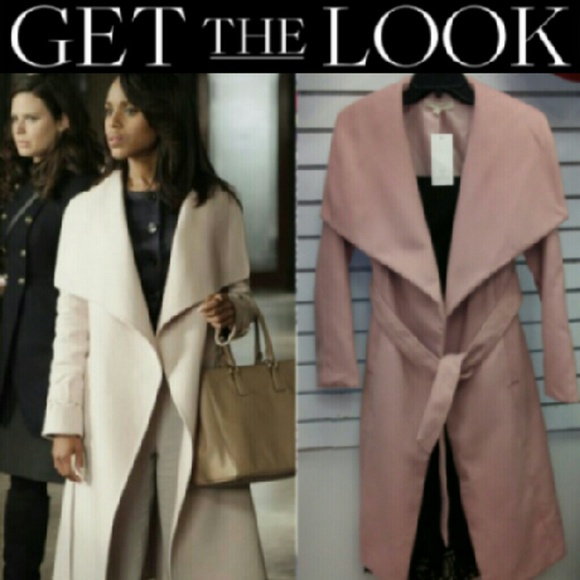 Jackets & Blazers - Pink Belted Draped Wide Lapel Wrap Coat