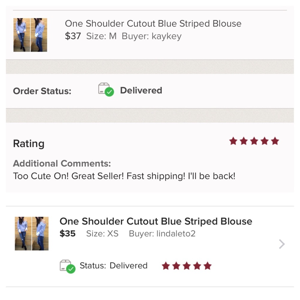 BackInStock! One Shldr Cutout Blue Striped Blouse - Picture 5 of 7