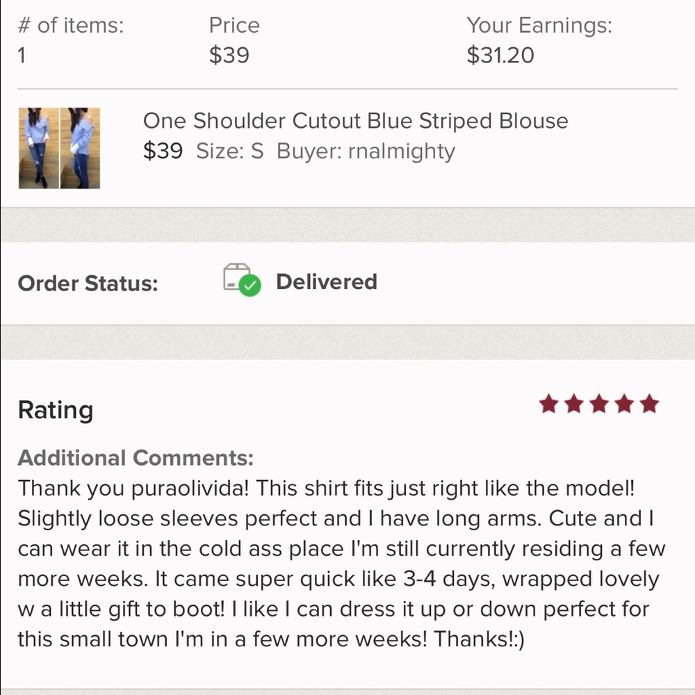 BackInStock! One Shldr Cutout Blue Striped Blouse - Picture 6 of 7