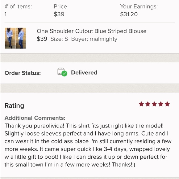 BackInStock! One Shldr Cutout Blue Striped Blouse - Picture 6 of 7