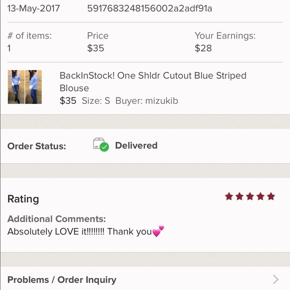 BackInStock! One Shldr Cutout Blue Striped Blouse - Picture 4 of 7