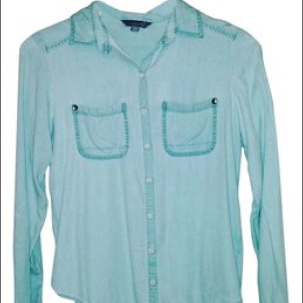 Soft mint 🍀 button up collar blouse