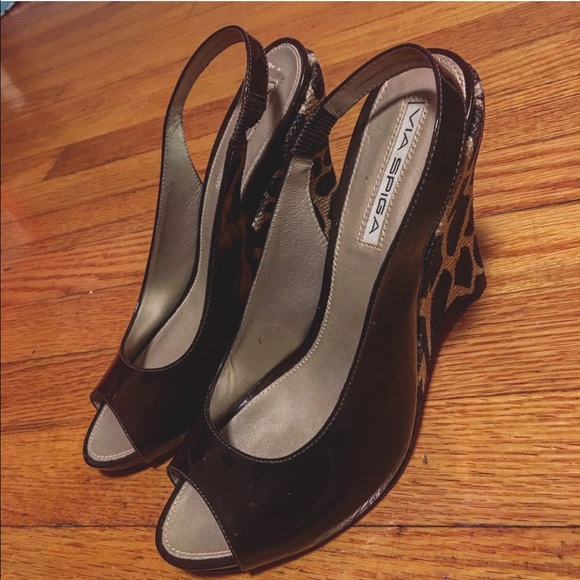 **REDUCED** Via Spiga Animal Print Patent Wedge - Picture 2 of 4