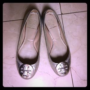 Tory Burch Reva Flats Silver Foil