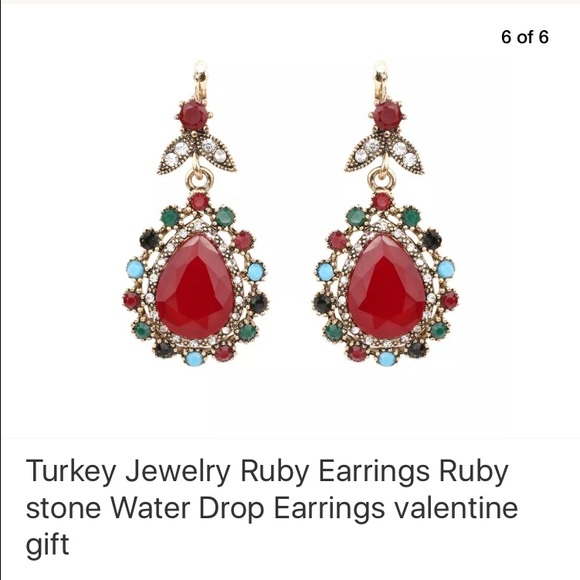 Turkish jewelry Ruby stones earrings fashion jewel