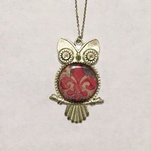 Fleur de lis Owl Necklace