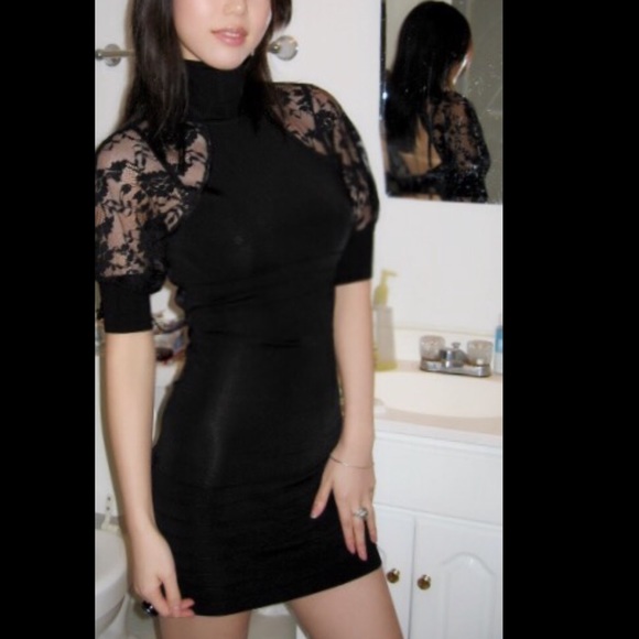 Authentic Bebe lace black dress XS