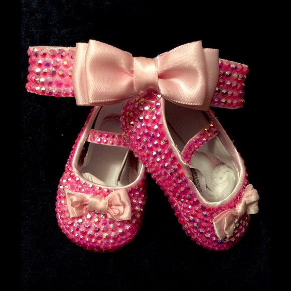 Rhinestone Keepsake shoes with matching headband - Picture 2 of 4