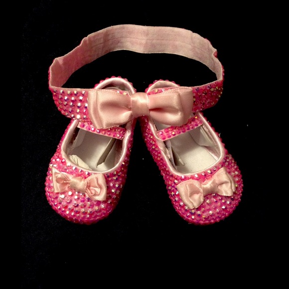 Rhinestone Keepsake shoes with matching headband - Picture 3 of 4