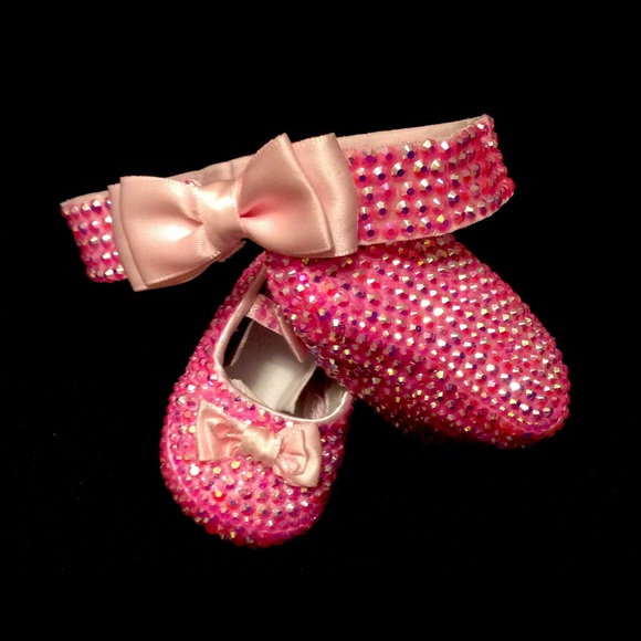 Rhinestone Keepsake shoes with matching headband - Picture 4 of 4