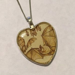 Bat Postage Stamp Necklace