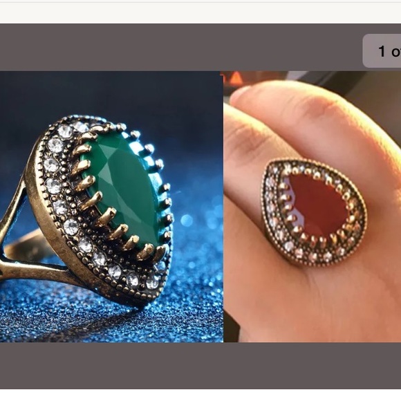 Gold plated Victorian Ring Ruby Emerald Ring