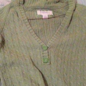 3/4 sleeves hooded ribbed cable sweater