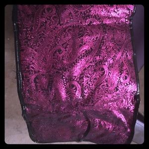 Magenta/Pink Metallic and Black Make Up Travel Bag
