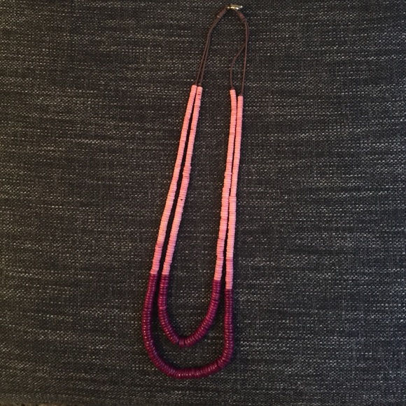 Pick beaded long necklace