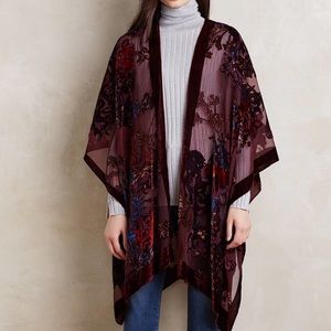 Anthropologie: Bournon Velvet Kimono- Wine