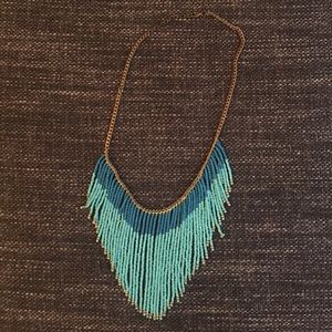 Ombré blue beaded tribal necklace
