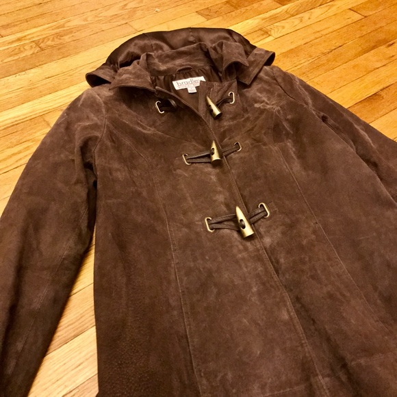 !SOLD! NWOT Brown Suede Toggle Pea Coat SMALL