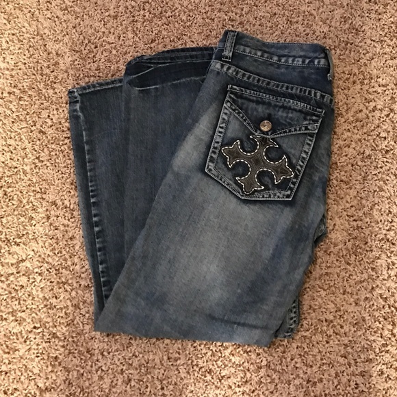 Helix cross pocket boot cut jeans