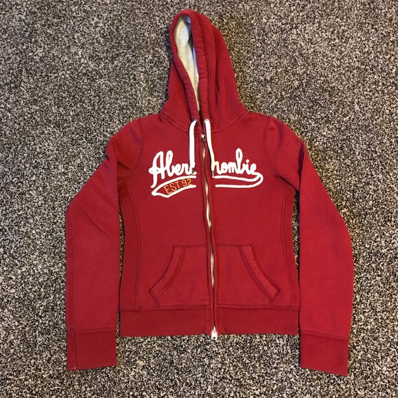 A&F Women Dark Red Hoodie Small