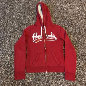 A&F Women Dark Red Hoodie Small
