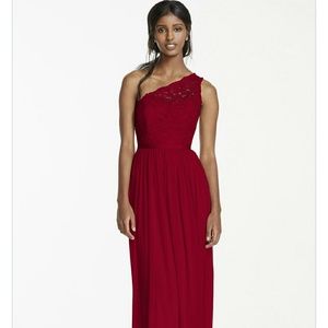 Long One Shoulder Lace Bridesmaid Dress