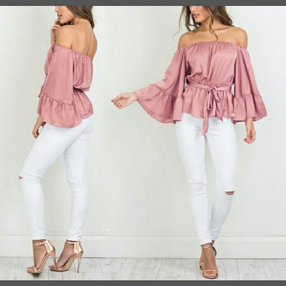 3 left !! Trinity - Mauve off shoulder blouse