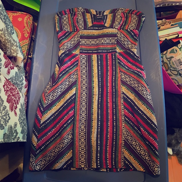 Vintage Colorful Strapless Dress